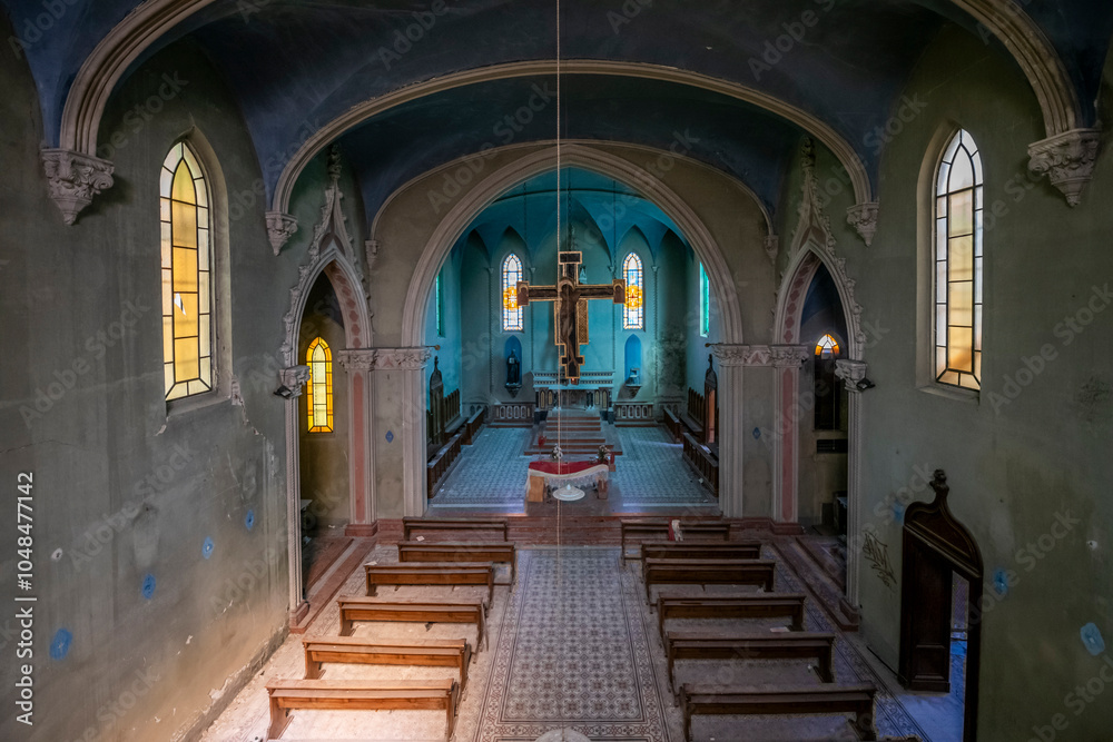 Forgotten Building in Northern Italy The Old Abandoned Seminary with a Blue Chapel Forgotten Building in Northern Italy The Old Abandoned Seminary with a Blue Chapel
