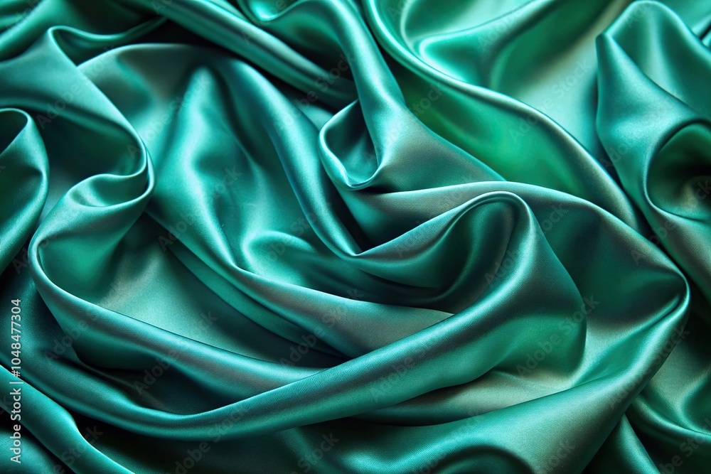 Fototapeta premium Tranquil luxury flowing waves smooth green turquoise silk elegance