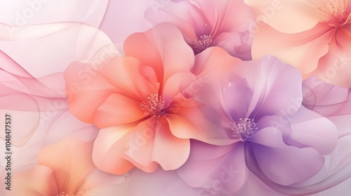 Soft Floral Background with Pastel Colors and Abstract Shapes