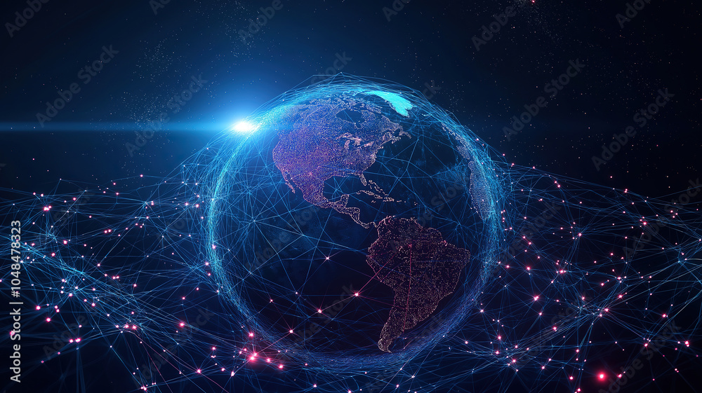Elegant map grid design showcasing global connections across the planet Earth Elegant map grid design showcasing global connections across the planet Earth