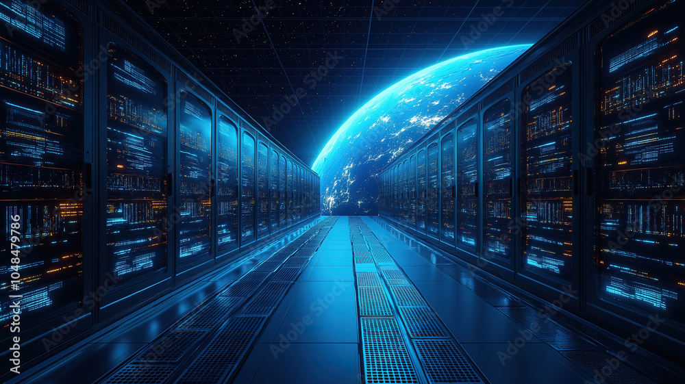 Fototapeta premium Sophisticated analysis of how internet infrastructure affects the planet's health and resources
