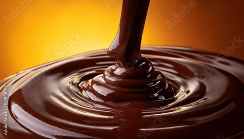 Macro Shot of Pouring Melted Hot Chocolate in Close-up. Abstract Dessert Food Background. 