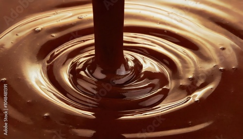 Macro Shot of Pouring Melted Hot Chocolate in Close-up. Abstract Dessert Food Background. 