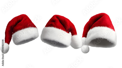 ser of Santa , isolated on white or transparent background 