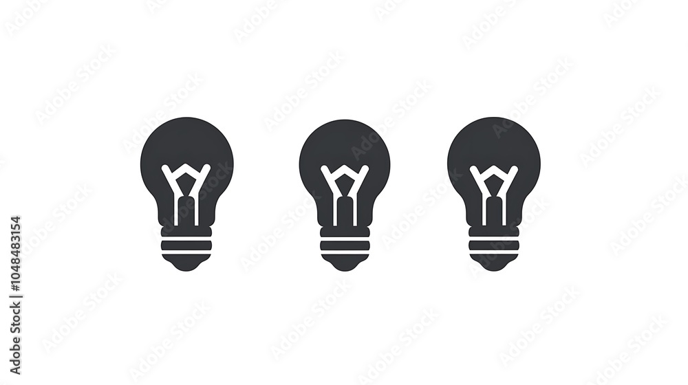 Clean Vector Icons of Light Bulbs in Black Design Clean Vector Icons of Light Bulbs in Black Design