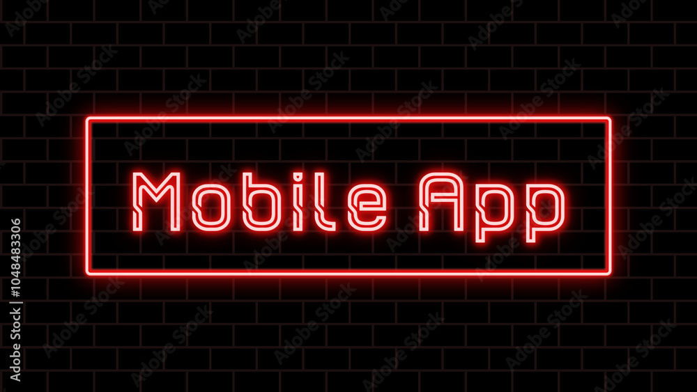 Mobile App のネオン文字 Mobile App のネオン文字