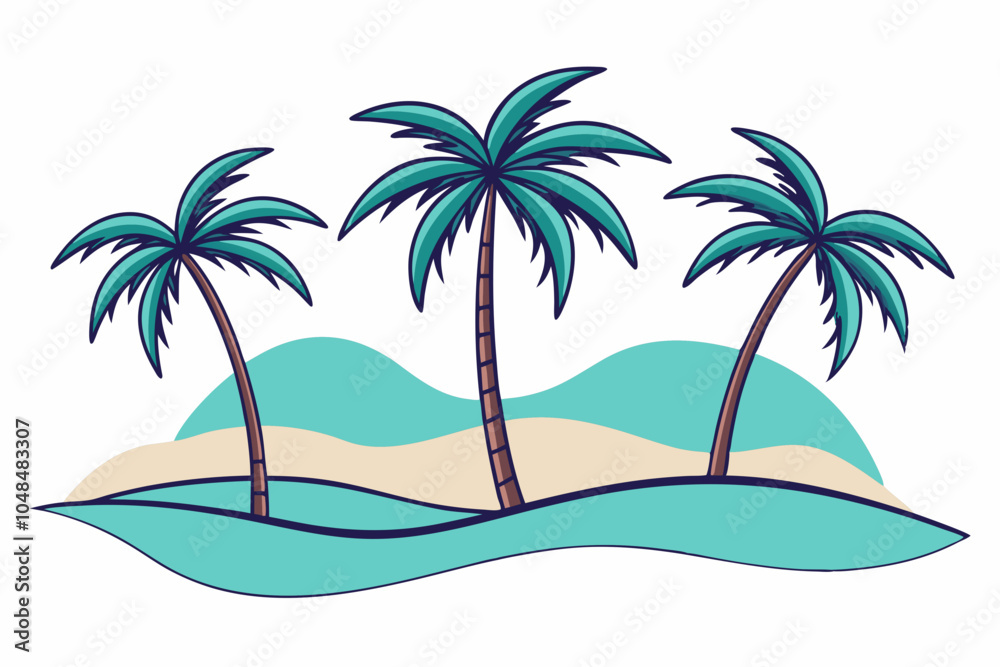 Palm tree on the beach vector illustration Palm tree on the beach vector illustration