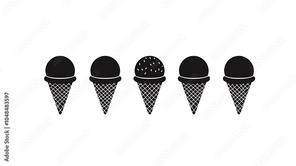 Minimal Vector Icons of Ice Cream Cones Minimal Vector Icons of Ice Cream Cones