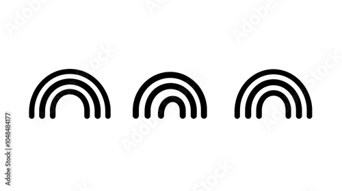 Simple Black Rainbow Vector Icons for Design