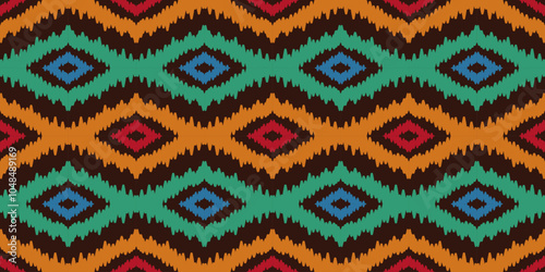 Ethnic ikat seamless pattern.beautiful pattern. folk embroidery,bohemian style,aztec geometric art print.ethnic ikat abstract art.Seamless fabric. Ikat design for fabric, carpet, wallpaper, clothing.