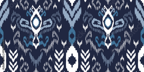 Ethnic ikat seamless pattern.beautiful pattern. folk embroidery,bohemian style,aztec geometric art print.ethnic ikat abstract art.Seamless fabric. Ikat design for fabric, carpet, wallpaper, clothing.