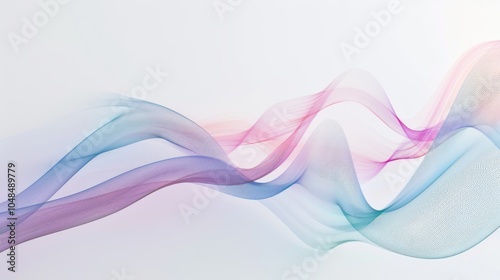 Abstract Wavy Lines in Pastel Colors on White Background