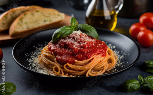 Italian Spaghetti with Tomato Sauce and Parmesan Cheese, Generative AI
