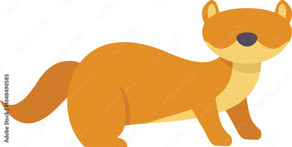 Obraz premium Cartoon weasel standing on four legs, a small carnivorous mammal with a long slender body and short legs