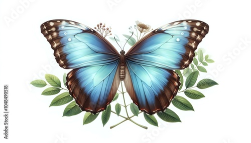 Striking Blue Butterfly with Intricate Wing Patterns
