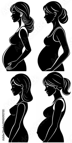 silhouette of a pregnant woman mother women baby mom