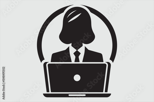 Silhouette of a person sitting behind a laptop.