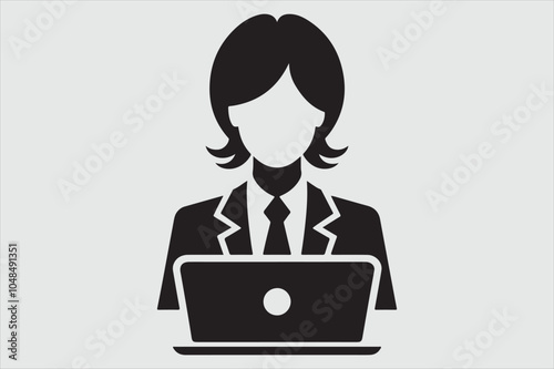 Silhouette of a person sitting behind a laptop.