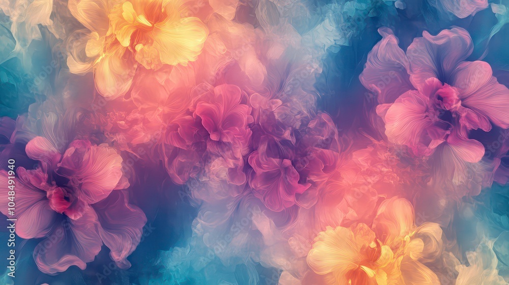 Obraz premium Abstract background with colorful smoke in the shape of flowers.