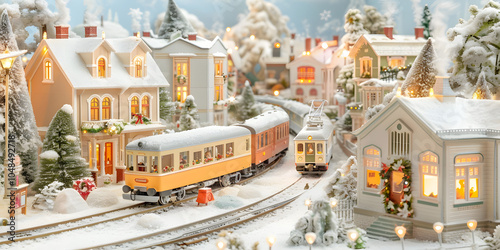 Wallpaper Mural Christmas Train Set for Kids on a Festive Railway Torontodigital.ca