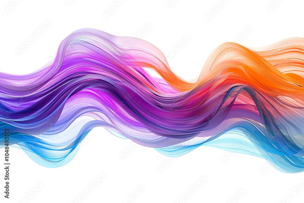 Striking colorful 3D wave in futuristic fluid shapes isolated on transparent background Striking colorful 3D wave in futuristic fluid shapes isolated on transparent background