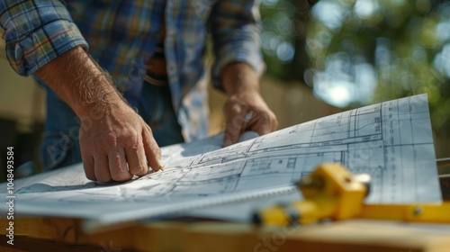 The construction worker pauses to admire the intricate details on his blueprint a testament to the craftsmanship that will be put into the project.