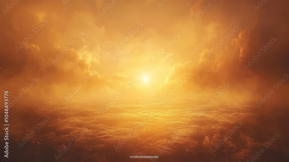 A glowing hazy sky at golden hour with warm amber tones softly filtered through a layer of mist, casting a gentle light across the horizon A glowing hazy sky at golden hour with warm amber tones softly filtered through a layer of mist, casting a gentle light across the horizon