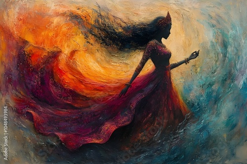 An abstract pastel painting of a Sri Lankan Kandyan dancer, with swirling, soft brushstrokes capturing the grace and energy of the traditional dance