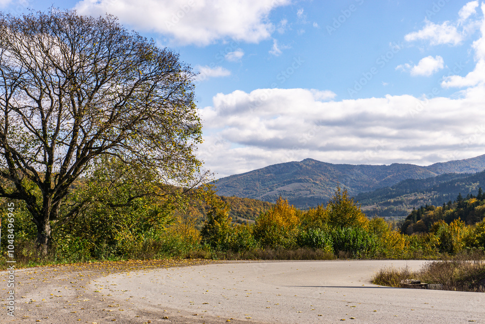 Autumn landscape in the Carpathian Mountains. Ukraine, Europe.