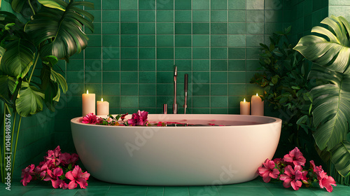 Luxurious green oasis a serene bathing experience awaits you