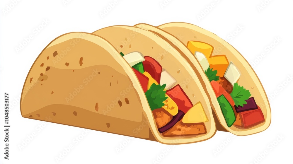 Tasty Vegan Tacos Illustration Tasty Vegan Tacos Illustration