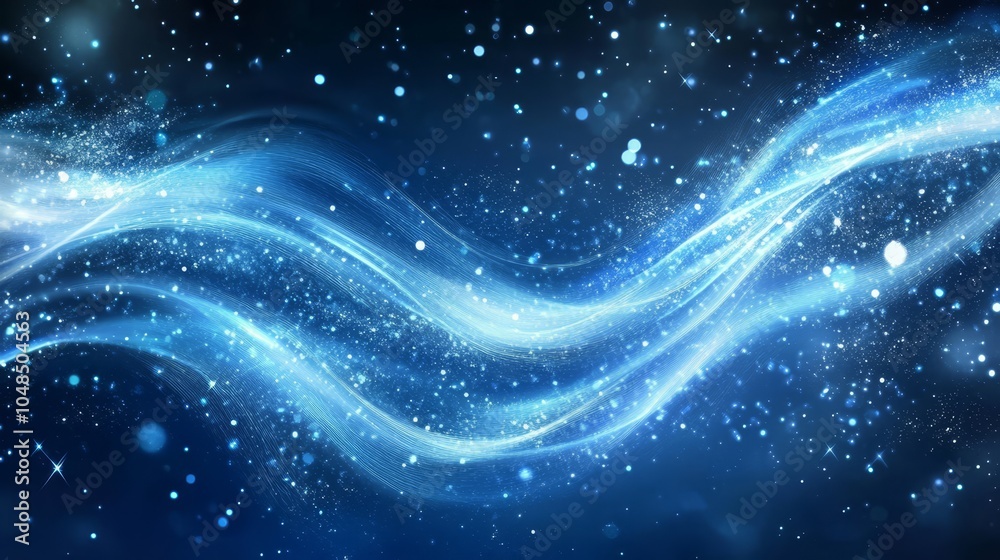 Ethereal Blue Waves with Sparkling Particles Ethereal Blue Waves with Sparkling Particles