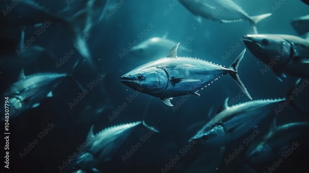 Fototapeta premium School of Tuna Fish Underwater