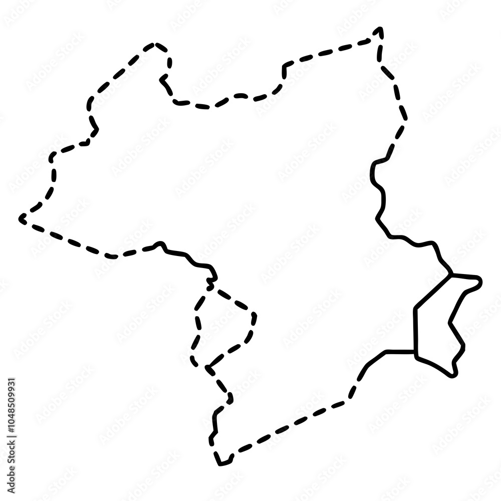 Obraz premium Minimalist Country Map with Dashed Borders – Vector Art