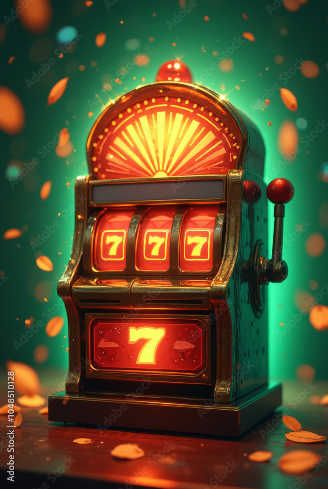 Glücksspielautomat mit Gewinnzahl 777
