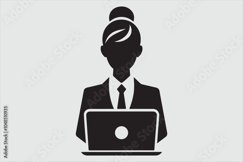 Silhouette of a person sitting behind a laptop.