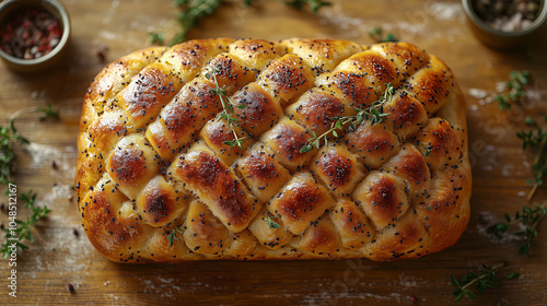 Single matnakash bread with intricate textured lines photo