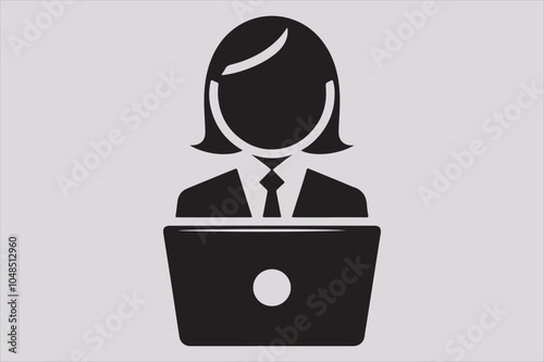 Silhouette of a person sitting behind a laptop.