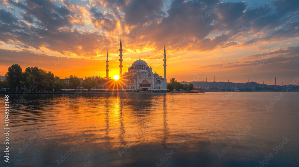 Naklejka premium Sunset over Mosquescape