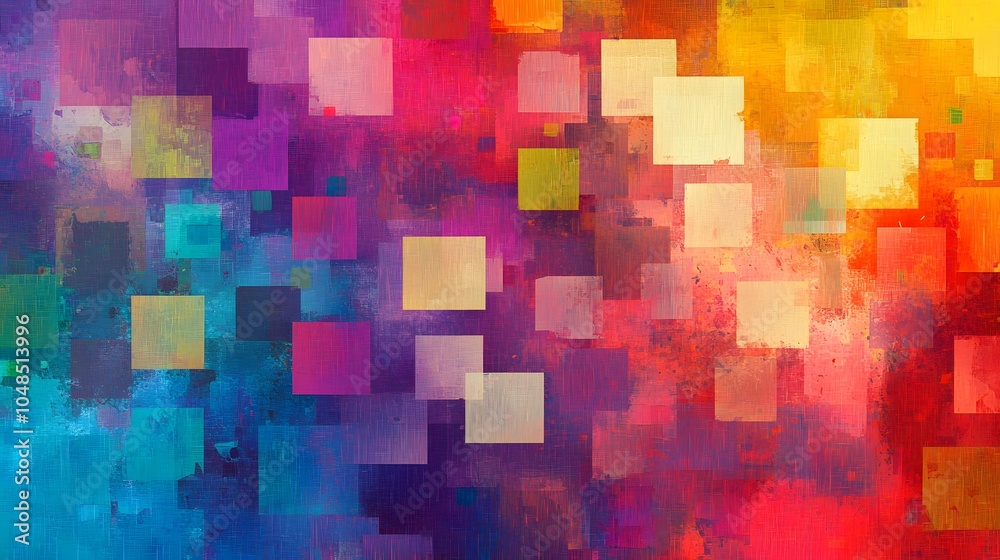A seamless pattern of multicolored squares, each with a soft gradient that transitions from one color to another, creating an abstract and colorful background for design projects A seamless pattern of multicolored squares, each with a soft gradient that transitions from one color to another, creating an abstract and colorful background for design projects