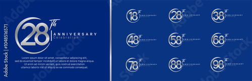 anniversary logo set. vector design silver color for celebration event