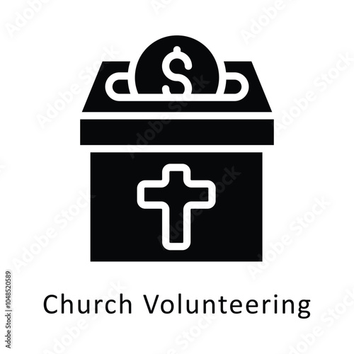 Church Volunteering vector Glyph Design icon. Volunteering Symbol on White background EPS 10 File