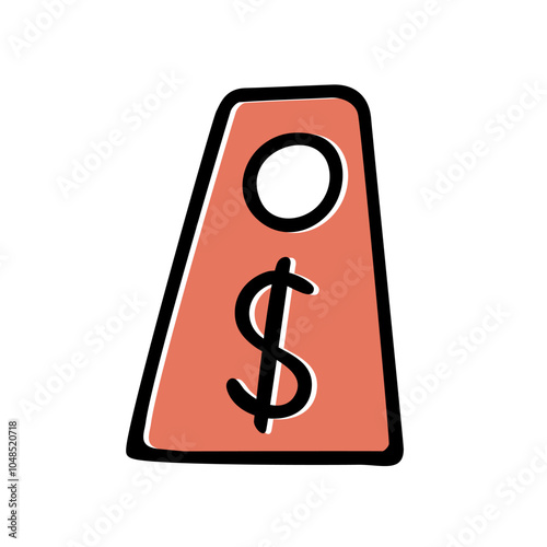 Price tag with dollar sign,commercial label for shops,simple cash symbol design.Financial graphic for retail and markets,economic icon for sale and trade.Isolated.Vector illustration.