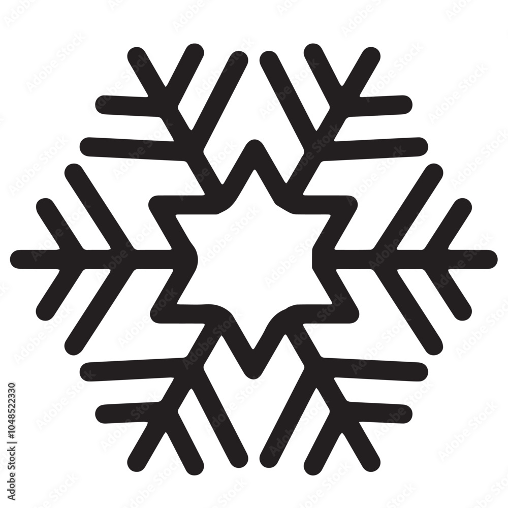 Fototapeta premium Snowflakes black and white shapes lines winter season decoration illustration
