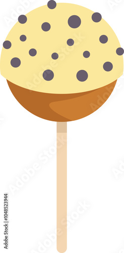 Delicious round cake pop dipped in yellow icing and covered in sprinkles, a sweet treat for any occasion