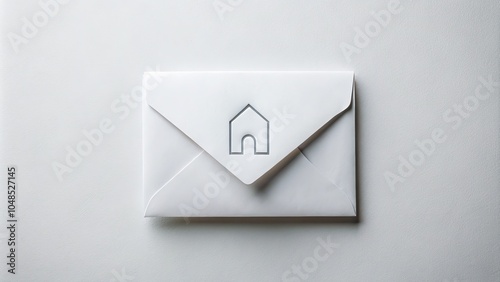 Minimalist Envelope Design with House Logo - Mail, Email, Contact Form Illustration photo