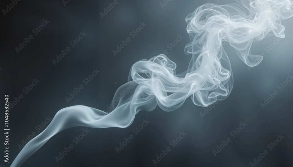 Fototapeta premium Soft white smoke wisp against dark background