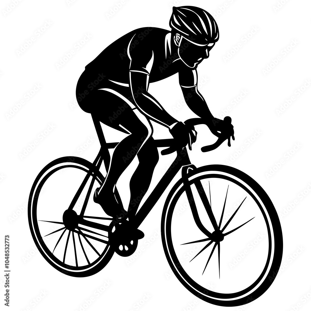 a cyclist silhouette vector on a white background a cyclist silhouette vector on a white background