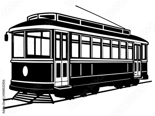 Classic Streetcar (Trolley) silhouette vector on a white background