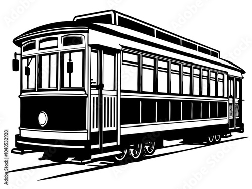 Classic Streetcar (Trolley) silhouette vector on a white background